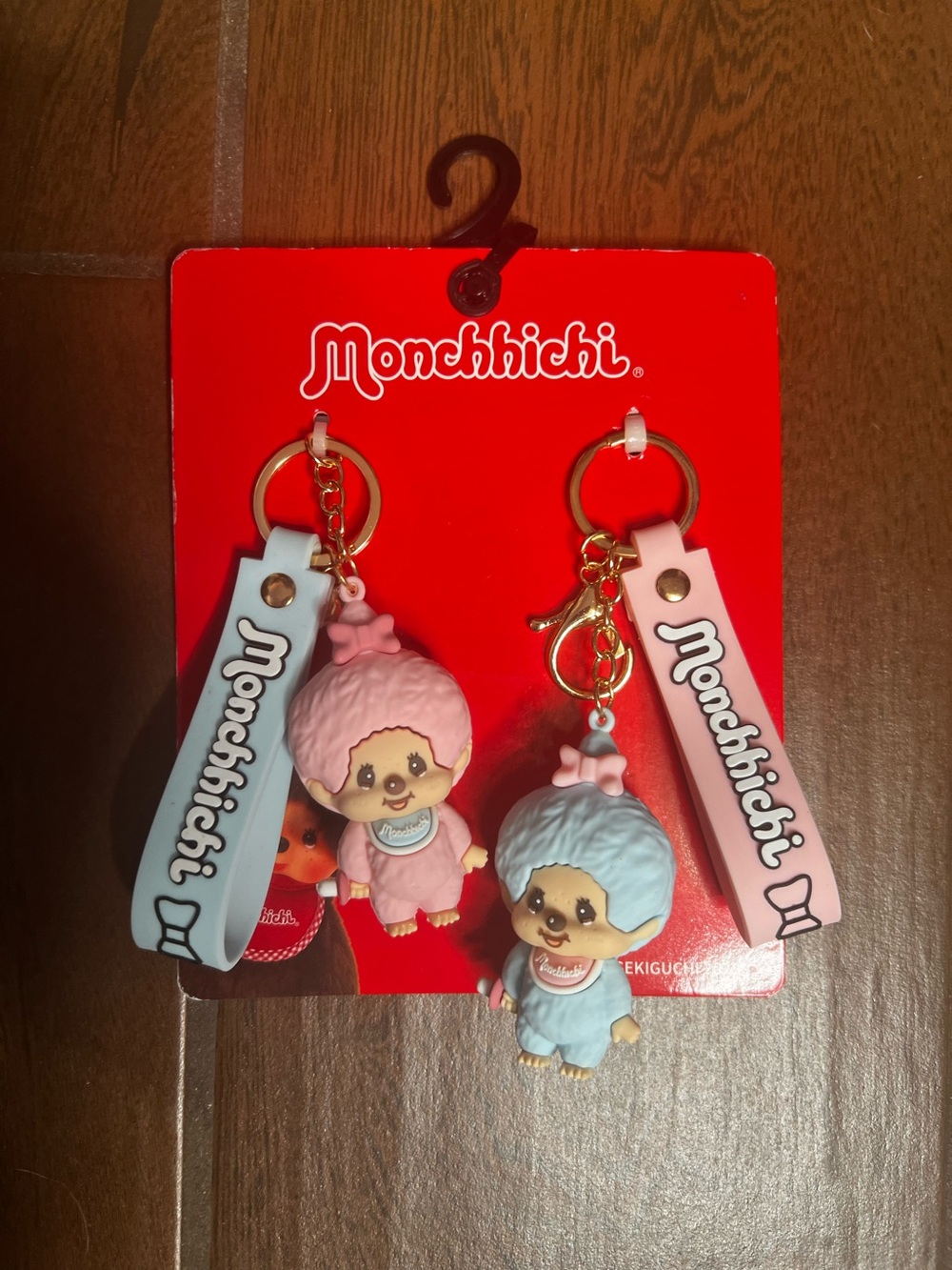 Monchhichi Sekiguchi Pastel Pink and Blue Keyring Keychains Bag Charms